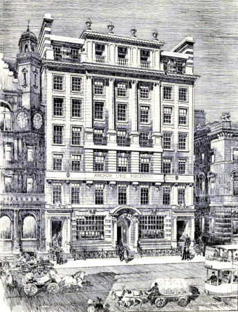 Exhibition drawing of Anchor Line Building, Glasgow, 1908