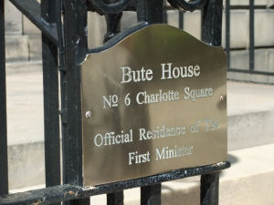 Plaque at Bute House, Edinburgh