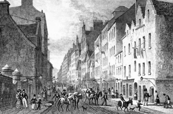 Street scene at the foot of the Royal Mile