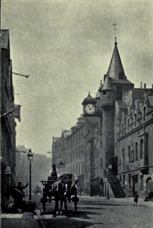Old photograph of Tolbooth in Canongate, Edinburgh

