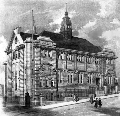 Engraving of Carnegie Library, Coatbridge