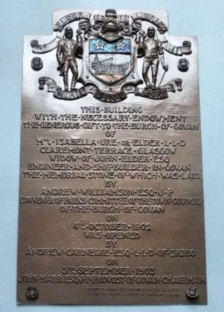 Plaque at Elderpark Library