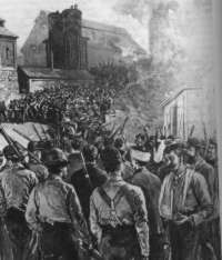  Contemporary drawing of Homestead riot. 
Credit: Andrew Carnegie Birthplace Museum