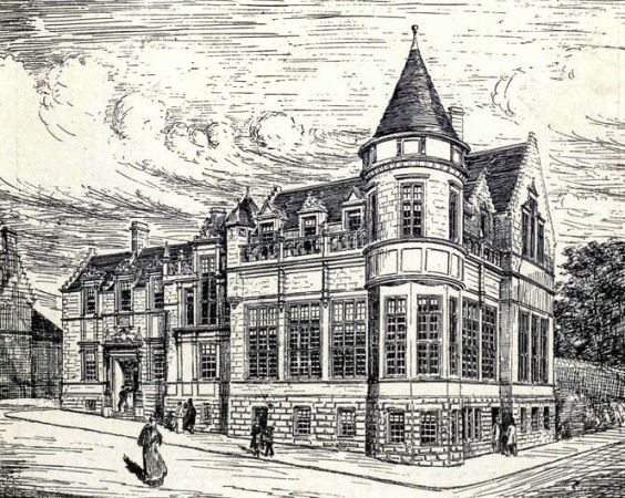 Architect's perspective drawing of Stirling Central Library