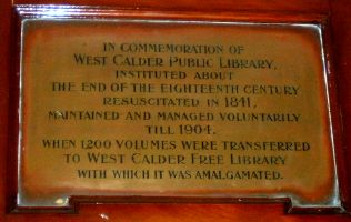 Plaque at West Calder Library