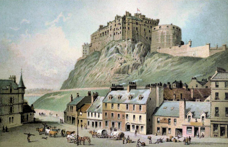 View of Edinburgh Castle from Grassmarket
