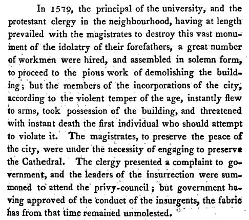 Cutting regarding proposed destruction of Glasgow Cathedral in 1579