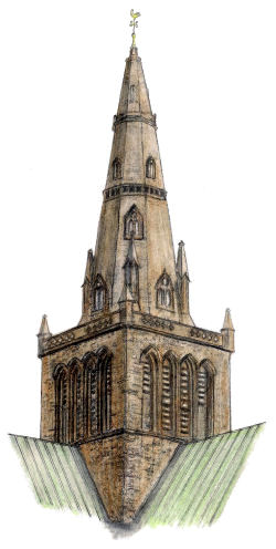 Rendering of tower and spire of Glasgow Cathedral