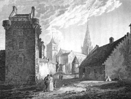 Engraving of Glasgow Cathedral and associated buildings