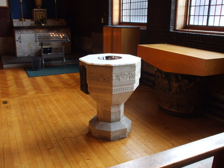 Baptismal font at St Anne's Church