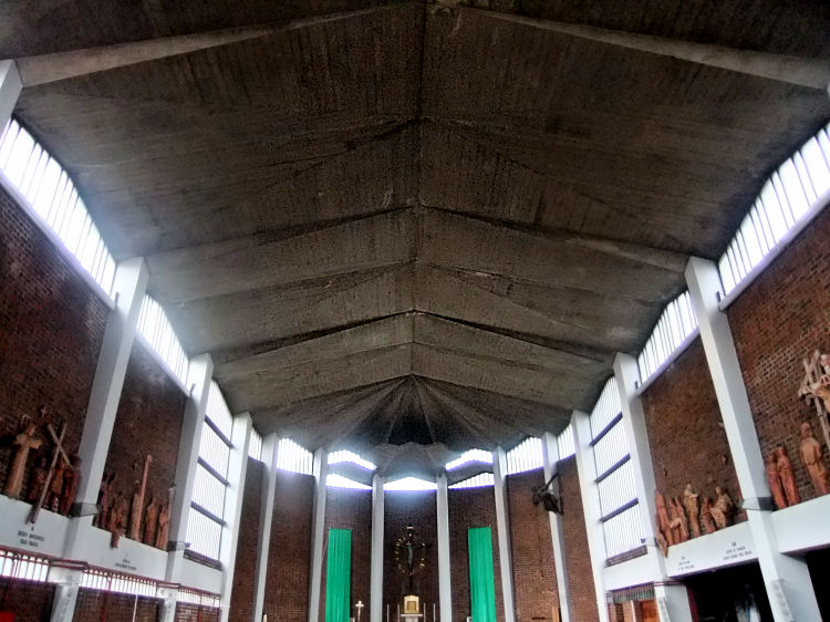 Concrete roof over nave of  St Charles Borromeo Church, Glasgow