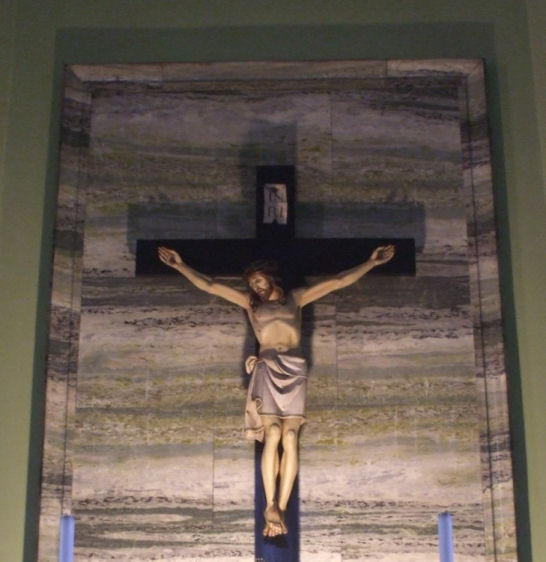 Crucifix at St Columba's Church by sculptor, Benno Schotz