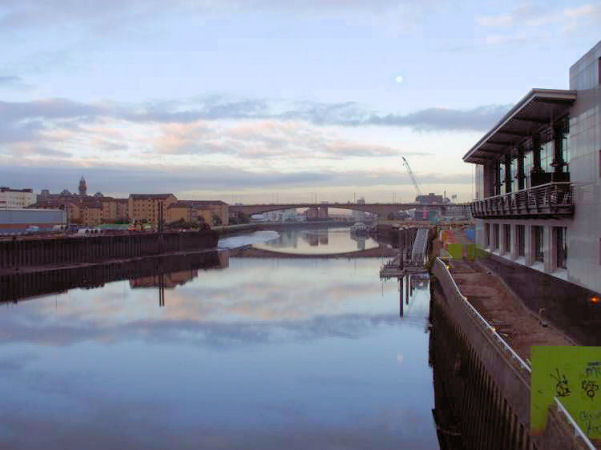 Early morning moon over River Clyde