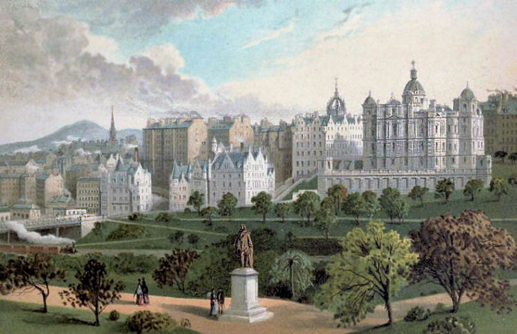 View of Edinburgh Old Town from Princes Street Gardens