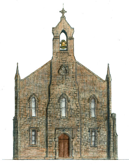 Drawing of St Mary's Church, Ballyhaise, Co. Cavan, Ireland, by Gerald Blaikie