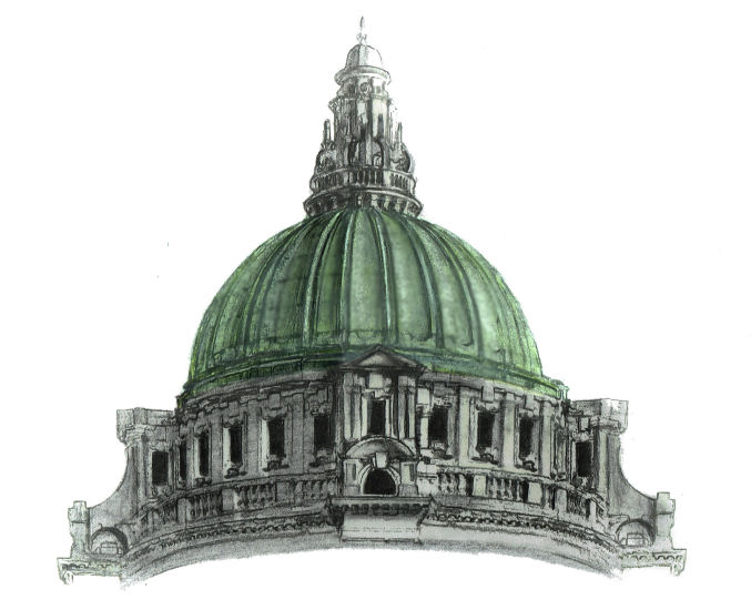 Drawing of dome of Belfast City Hall, by Gerald Blaikie