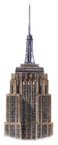 Drawing of Empire State Building, New York City by Gerald Blaikie