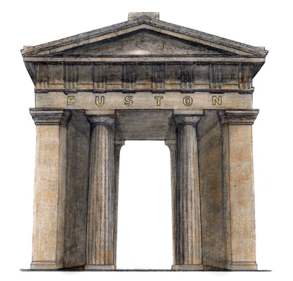 Drawing of Euston Arch, London, by Gerald Blaikie