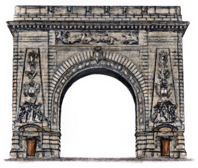 Drawing of Manhattan Bridge Arch, New York City by Gerald Blaikie