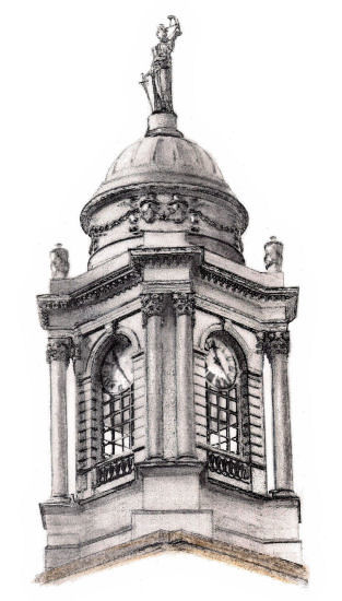 Drawing of clock tower at New York City Hall