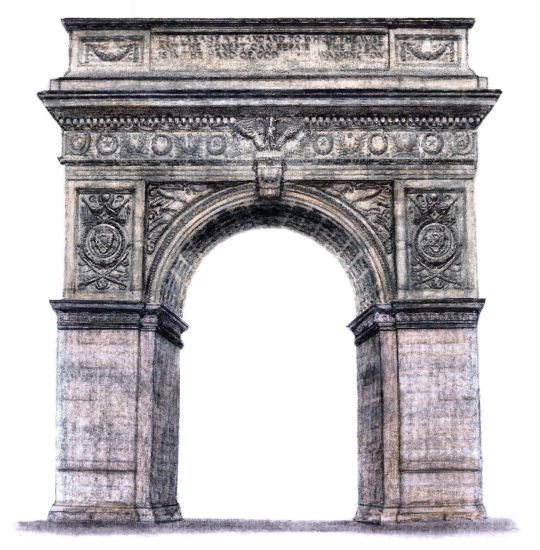 Drawing of Washington Square Arch, New York City by Gerald Blaikie