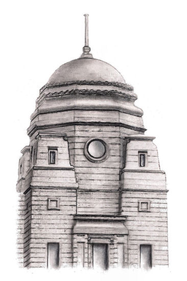 Drawing of tower at Wembley Stadium, London, (demolished 2003), by Gerald Blaikie