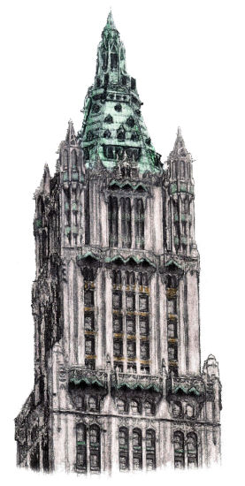 Drawing of Woolworth Building, New York Cityby Gerald Blaikie