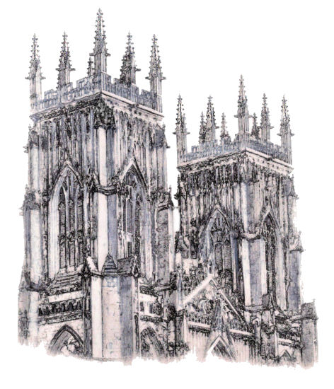 Drawing of towers of York Minster by Gerald Blaikie