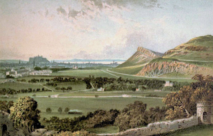 View of Edinburgh and Firth of Forth from Craigmillar Castle