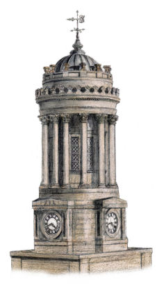 Drawing of tower of Royal Exchange, Gallery of Modern Art, Glasgow 