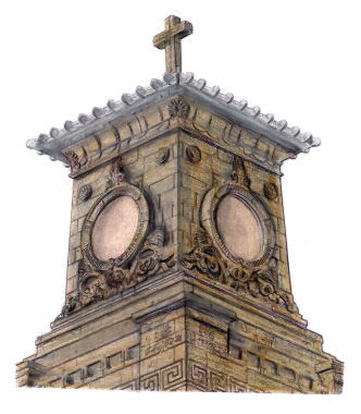 Top of Caledonia Road Church, Gorbals, drawn by Gerald Blaikie