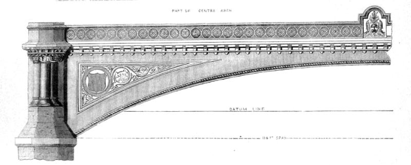 Detail of central arch at Albert Bridge