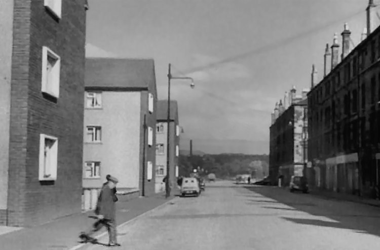 Newly built housing alongside old tenements in Hutchesontown 'Area A', 1958'