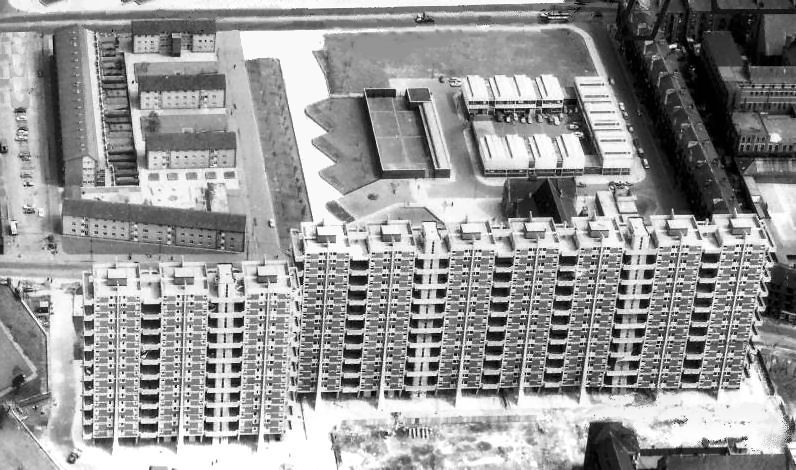 Contrasting architectural styles of Hutchesontown Areas 'A' and 'C'