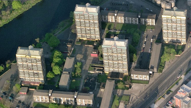 Multi-storey blocks and maisonettes of Hutchesontown 'Area B'