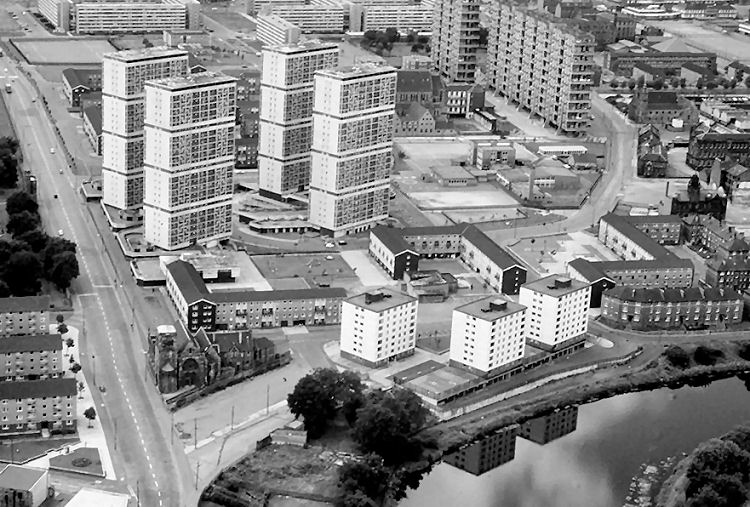 Aerial view of Hutchesontown 'Area D' from the east