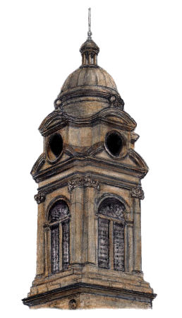 Drawing of tower of Hutchesons' Grammar School by Gerald Blaikie