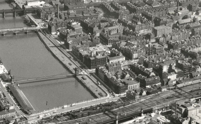 View of the 'grid-iron' street pattern of Laurieston in the 1960's