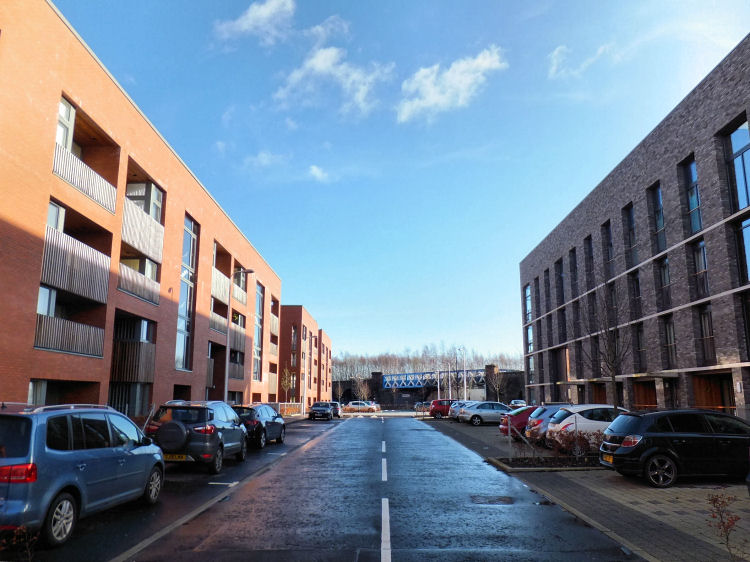 View of new Laurieson housing blocks looking towards Cumberland Street