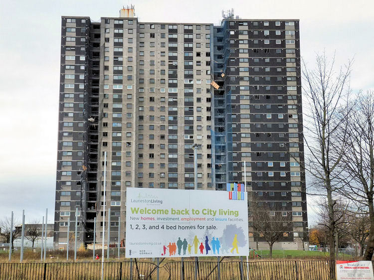 Multi-storey block at Norfolk Court, Laurieston, November 2015