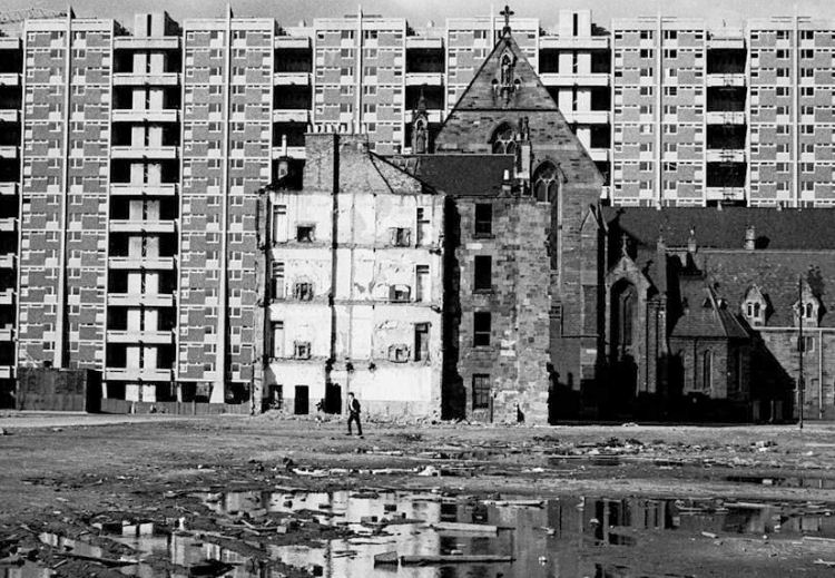 St Francis Church in midst of development of Hutchesontown 'Area C'