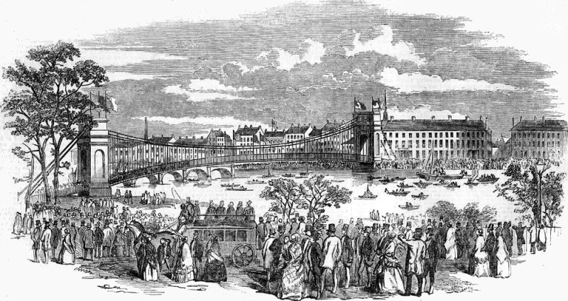 Opening of Suspension Bridge from Carlton Place at South Portland Street, 1853