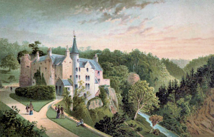 View of Hawthornden overlooking gorge at Water of Leith