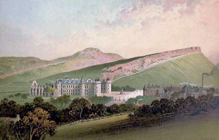 View of Holyrood Palace and Arthurs Seat