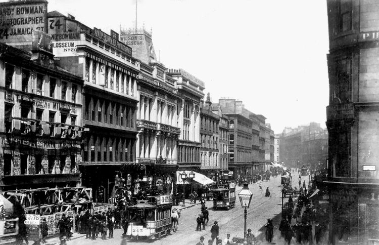 Horse-drawn trams in Jamaica Street, Glasgow