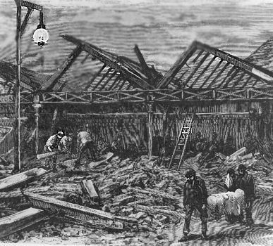 Contemporary image of accident at Templeton's Carpet Factory, 1889