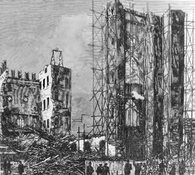 Contemporary image of accident at Templeton's Carpet Factory, 1889