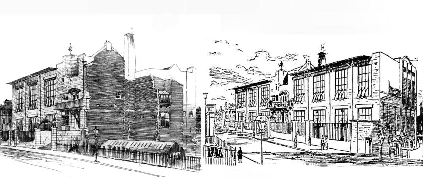 Contemporary sketches of Glasgow School of Art as at 1899 & 1909