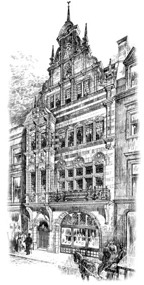 Perspective drawing of Miss Cranston's Tearooms, Buchanan Street by architect George Washington Browne, 1896