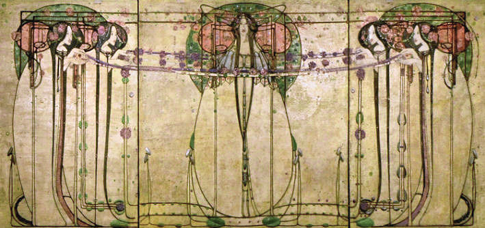 'The May Queen' was displayed at at Miss Cranston's Ingram Street Tea Rooms